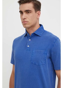 Polo Ralph Lauren polo z domieszką lnu kolor niebieski gładki ze sklepu ANSWEAR.com w kategorii T-shirty męskie - zdjęcie 171987749