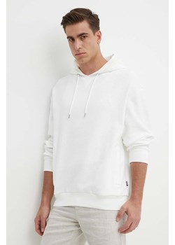 BOSS bluza bawełniana męska kolor biały z kapturem gładka 50512157 ze sklepu ANSWEAR.com w kategorii Bluzy męskie - zdjęcie 171987786