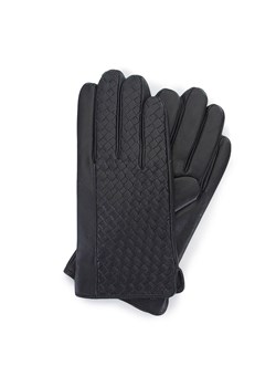 Męskie rękawiczki z plecionej skóry czarne ze sklepu WITTCHEN w kategorii Rękawiczki męskie - zdjęcie 171988708
