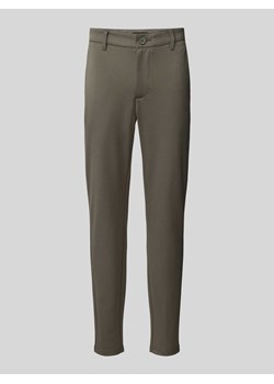 Spodnie o kroju tapered fit w jednolitym kolorze model ‘MARK’ ze sklepu Peek&Cloppenburg  w kategorii Spodnie męskie - zdjęcie 171989387