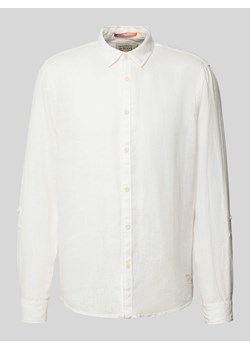 Koszula lniana o kroju regular fit z wyhaftowanym logo ze sklepu Peek&Cloppenburg  w kategorii Koszule męskie - zdjęcie 171989525