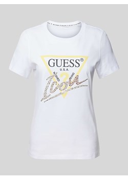T-shirt z nadrukiem z logo i obszyciem ozdobnymi kamieniami ze sklepu Peek&Cloppenburg  w kategorii Bluzki damskie - zdjęcie 171989849