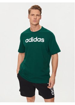 adidas T-Shirt Essentials Single Jersey Linear Embroidered Logo T-Shirt IJ8658 Zielony Regular Fit ze sklepu MODIVO w kategorii T-shirty męskie - zdjęcie 171991237