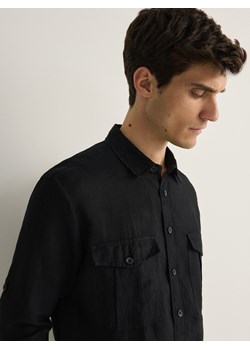 Reserved - Lniana koszula comfort fit - czarny ze sklepu Reserved w kategorii Koszule męskie - zdjęcie 171993919