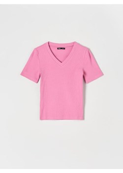 Sinsay - Koszulka bawełniana - różowy ze sklepu Sinsay w kategorii Bluzki damskie - zdjęcie 171995316