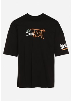 Czarna Koszulka Bawełniana z Dużym Nadrukiem na Plecach Ircia ze sklepu Born2be Odzież w kategorii T-shirty męskie - zdjęcie 171996257
