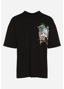 Czarna Koszulka z Krótkim Rękawem T-Shirt z Nadrukiem z Przodu i na Plecach Franestia ze sklepu Born2be Odzież w kategorii T-shirty męskie - zdjęcie 171996265