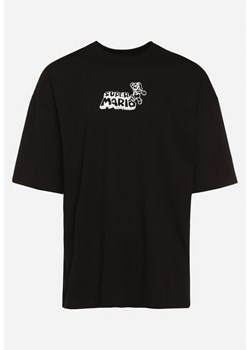 Czarna Koszulka Bawełniana Oversize z Nadrukiem z Przodu i na Plecach Mannesha ze sklepu Born2be Odzież w kategorii T-shirty męskie - zdjęcie 171996275