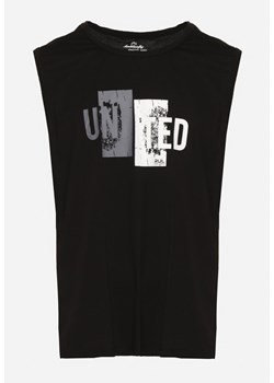 Czarna Koszulka bez Rękawów z Nadrukiem na Przodzie Yanesh ze sklepu Born2be Odzież w kategorii Podkoszulki męskie - zdjęcie 171996297