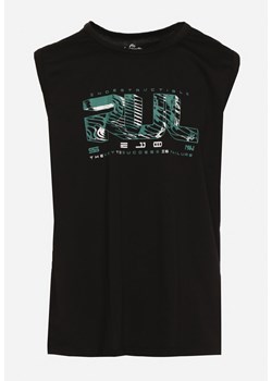 Czarna Koszulka z Bawełny bez Rękawów z Ozdobnym Nadrukiem Aanesa ze sklepu Born2be Odzież w kategorii T-shirty męskie - zdjęcie 171996309