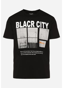 Czarna Koszulka Bawełniana z Dużym Nadrukiem Ercia ze sklepu Born2be Odzież w kategorii T-shirty męskie - zdjęcie 171996319