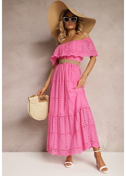 Różowa Rozkloszowana Sukienka z Falbankami Typu Hiszpanka Vianelle ze sklepu Renee odzież w kategorii Sukienki - zdjęcie 171996409