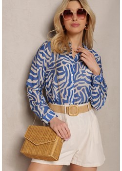 Niebiesko-Biała Koszula z Długim Rękawem Zapinana na Guziki Uvila ze sklepu Renee odzież w kategorii Koszule damskie - zdjęcie 171996499