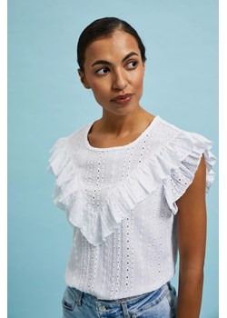 Bluzka z falbaną biała ze sklepu Moodo.pl w kategorii Bluzki damskie - zdjęcie 171998797