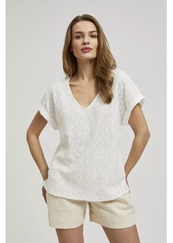 Bluzka z krótkimi rękawami biała ze sklepu Moodo.pl w kategorii Bluzki damskie - zdjęcie 171999029