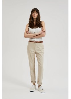 Spodnie z ozdobnym paskiem beżowe ze sklepu Moodo.pl w kategorii Spodnie damskie - zdjęcie 172000659