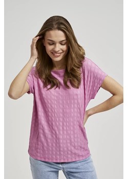 Bluzka z krótkimi rękawami różowa ze sklepu Moodo.pl w kategorii Bluzki damskie - zdjęcie 172000698