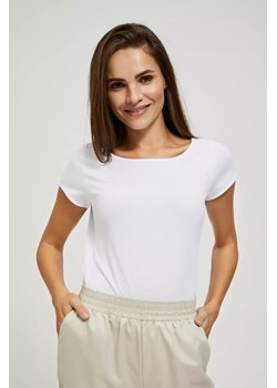 T-shirt z okrąłym dekoltem i krótkimi rękawami biały ze sklepu Moodo.pl w kategorii Bluzki damskie - zdjęcie 172000966