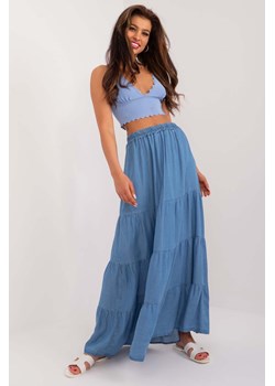 Niebieska damska spódnica midi z falbankami ze sklepu 5.10.15 w kategorii Spódnice - zdjęcie 172002746