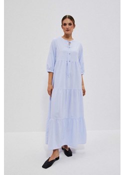 Sukienka maxi z wiązaniem na dekolcie błękitna ze sklepu 5.10.15 w kategorii Sukienki - zdjęcie 172002779