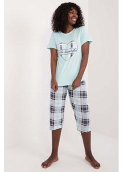 Bawełniana piżama damska z nogawką 3/4 w kratę ze sklepu 5.10.15 w kategorii Piżamy damskie - zdjęcie 172002836