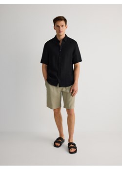 Reserved - Lniana koszula comfort fit - czarny ze sklepu Reserved w kategorii Koszule męskie - zdjęcie 172003446