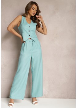 Niebieskie Spodnie Szerokie Garniturowe High Waist Tamarixia ze sklepu Renee odzież w kategorii Spodnie damskie - zdjęcie 172004637