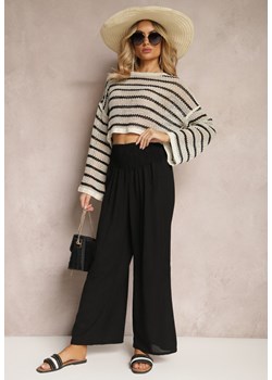 Czarne Spodnie Kuloty High Waist z Gumką w Talii Lipadre ze sklepu Renee odzież w kategorii Spodnie damskie - zdjęcie 172004657