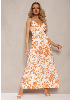 Pomarańczowa Sukienka z Gumkami na Plecach Ściągana w Talii z Regulowanymi Ramiączkami Falora ze sklepu Renee odzież w kategorii Sukienki - zdjęcie 172004787