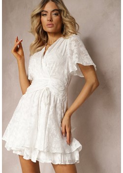 Biała Rozkloszowana Sukienka z Dekoltem Zapinanym na Napy Tarae ze sklepu Renee odzież w kategorii Sukienki - zdjęcie 172004877