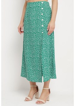 Zielona Spódnica z Gumką w Pasie z Rozcięciem z Boku Comella ze sklepu Born2be Odzież w kategorii Spódnice - zdjęcie 172005085