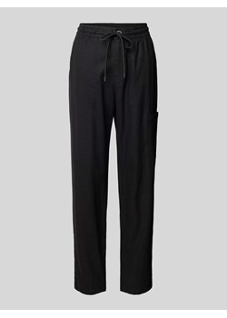 Spodnie lniane o kroju regular fit z tunelem ze sklepu Peek&Cloppenburg  w kategorii Spodnie damskie - zdjęcie 172005489