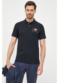 Gant polo bawełniane kolor czarny z aplikacją ze sklepu ANSWEAR.com w kategorii T-shirty męskie - zdjęcie 172009356