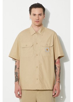 Carhartt WIP koszula S/S Craft Shirt męska kolor beżowy relaxed z kołnierzykiem klasycznym I033023.1YAXX ze sklepu PRM w kategorii Koszule męskie - zdjęcie 172009628