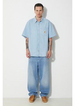 Carhartt WIP koszula jeansowa S/S Ody Shirt męska kolor niebieski relaxed z kołnierzykiem klasycznym I033347.112 ze sklepu PRM w kategorii Koszule męskie - zdjęcie 172009637
