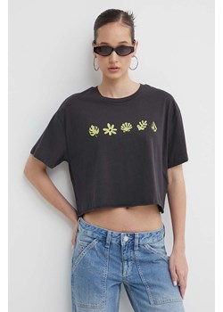 Volcom t-shirt bawełniany damski kolor szary ze sklepu ANSWEAR.com w kategorii Bluzki damskie - zdjęcie 172010239