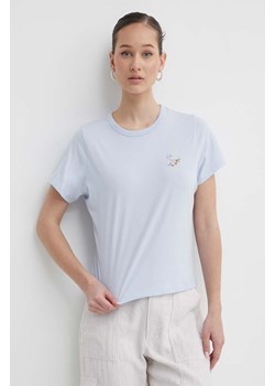 Abercrombie &amp; Fitch t-shirt bawełniany damski kolor niebieski ze sklepu ANSWEAR.com w kategorii Bluzki damskie - zdjęcie 172010259