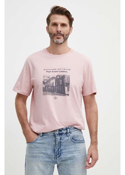 Pepe Jeans t-shirt bawełniany COOPER męski kolor różowy z nadrukiem PM509379 ze sklepu ANSWEAR.com w kategorii T-shirty męskie - zdjęcie 172010399