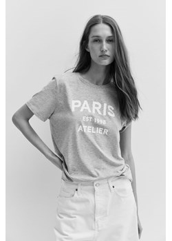 H & M - Bawełniany T-shirt - Szary ze sklepu H&M w kategorii Bluzki damskie - zdjęcie 172010839