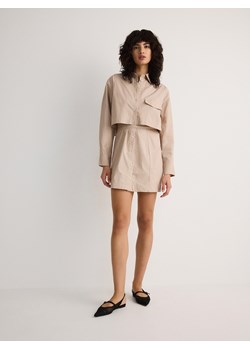 Reserved - Sukienka mini z wiązaniem - beżowy ze sklepu Reserved w kategorii Sukienki - zdjęcie 172011547