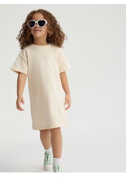 Reserved - Bawełniana sukienka z haftem - kremowy ze sklepu Reserved w kategorii Sukienki dziewczęce - zdjęcie 172011599
