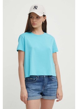 Sisley t-shirt bawełniany damski kolor niebieski ze sklepu ANSWEAR.com w kategorii Bluzki damskie - zdjęcie 172021338