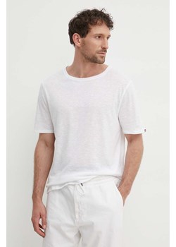 Tommy Hilfiger t-shirt z domieszką lnu kolor biały gładki UM0UM03226 ze sklepu ANSWEAR.com w kategorii T-shirty męskie - zdjęcie 172021358