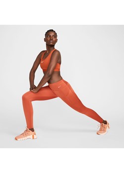 Damskie legginsy o pełnej długości ze średnim stanem i kieszeniami zapewniające mocne wsparcie Nike Go - Pomarańczowy ze sklepu Nike poland w kategorii Spodnie damskie - zdjęcie 172023835