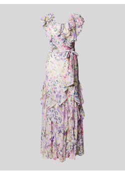 Sukienka wieczorowa z kwiatowym wzorem i falbanami ze sklepu Peek&Cloppenburg  w kategorii Sukienki - zdjęcie 172024468