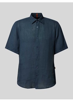 Koszula lniana o kroju regular fit z rękawem o dł. 1/2 model ‘Rash’ ze sklepu Peek&Cloppenburg  w kategorii Koszule męskie - zdjęcie 172024636