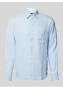 Koszula lniana o kroju regular fit z kieszenią na piersi ze sklepu Peek&Cloppenburg  w kategorii Koszule męskie - zdjęcie 172024739