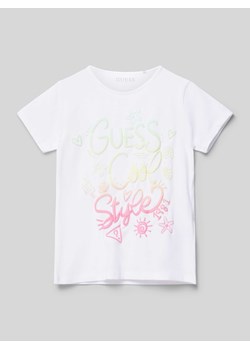 T-shirt z nadrukiem z logo i okrągłym dekoltem ze sklepu Peek&Cloppenburg  w kategorii Bluzki dziewczęce - zdjęcie 172024867