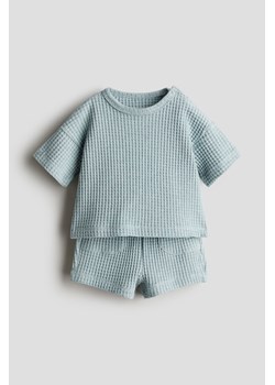 H & M - Komplet 2-częściowy z waflowego dżerseju - Turkusowy ze sklepu H&M w kategorii Odzież dla niemowląt - zdjęcie 172025157