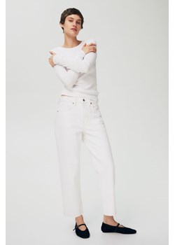 H & M - Straight High Cropped Jeans - Biały ze sklepu H&M w kategorii Jeansy damskie - zdjęcie 172025198